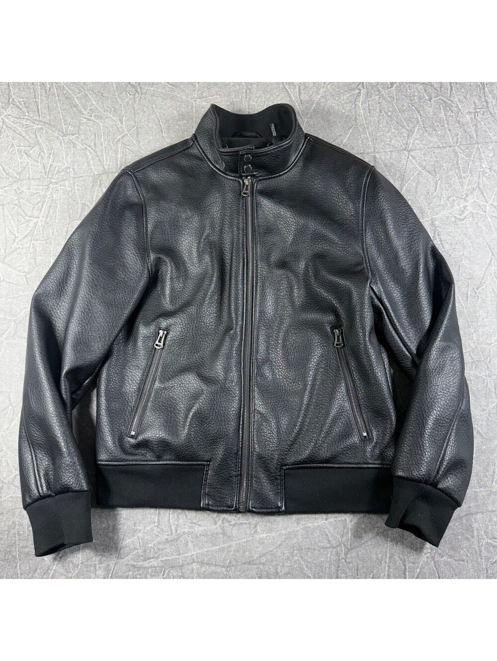 Cole Haan Jacket Men's S Black Vegan Leather Bomber